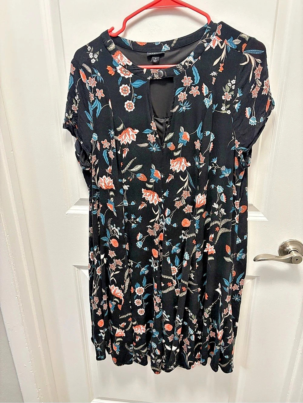 Torrid 1X Black Floral Babydoll Tunic Dress Mini Dress Boho